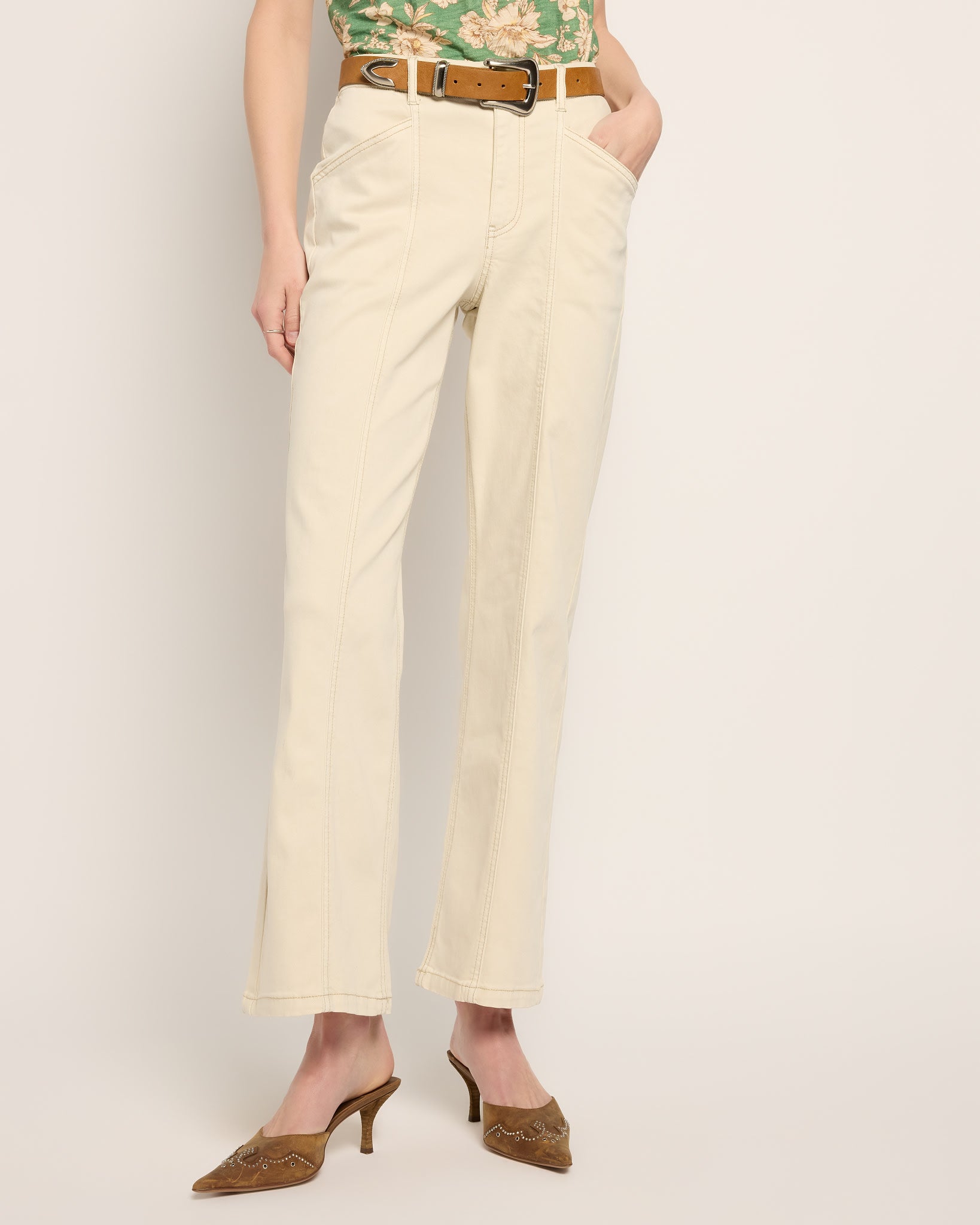 Vintage White $|& SEAS Muse Wide Leg Pant - SOF Front