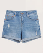 Light Wash $|& Herizon Boyfriend Cuffed Short - Hanger Detail