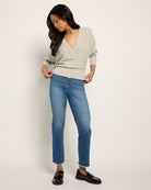 Heather Grey $|& Heimious Surplice Long Dolman Sleeve Ribbed Top - UGC On Fig