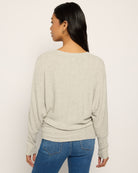 Heather Grey $|& Heimious Surplice Long Dolman Sleeve Ribbed Top - SOF Back