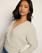 Heather Grey $|& Heimious Surplice Long Dolman Sleeve Ribbed Top - SOF Full Front
