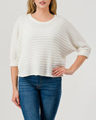 White $|& Natural Life Cuffed Half Dolman Sleeve Top - VOF Detail