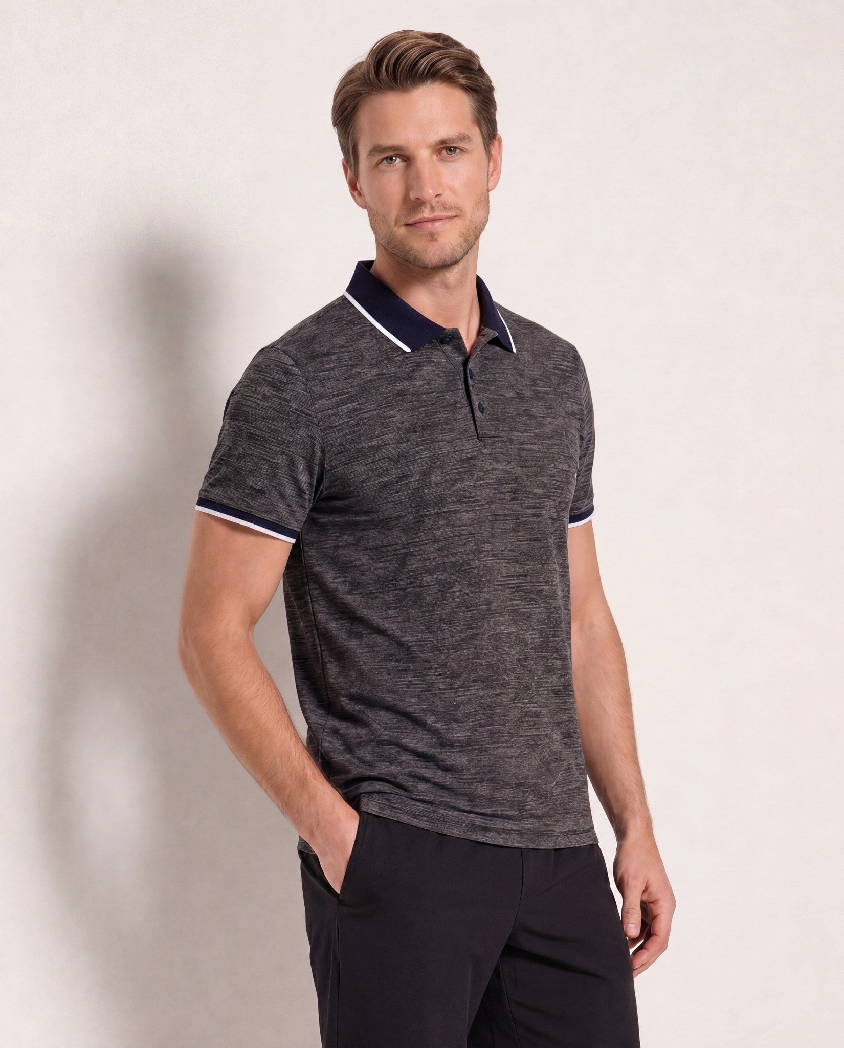 Stealth Shadow Spacedye $|& SDOS Active Polo - SOF Front