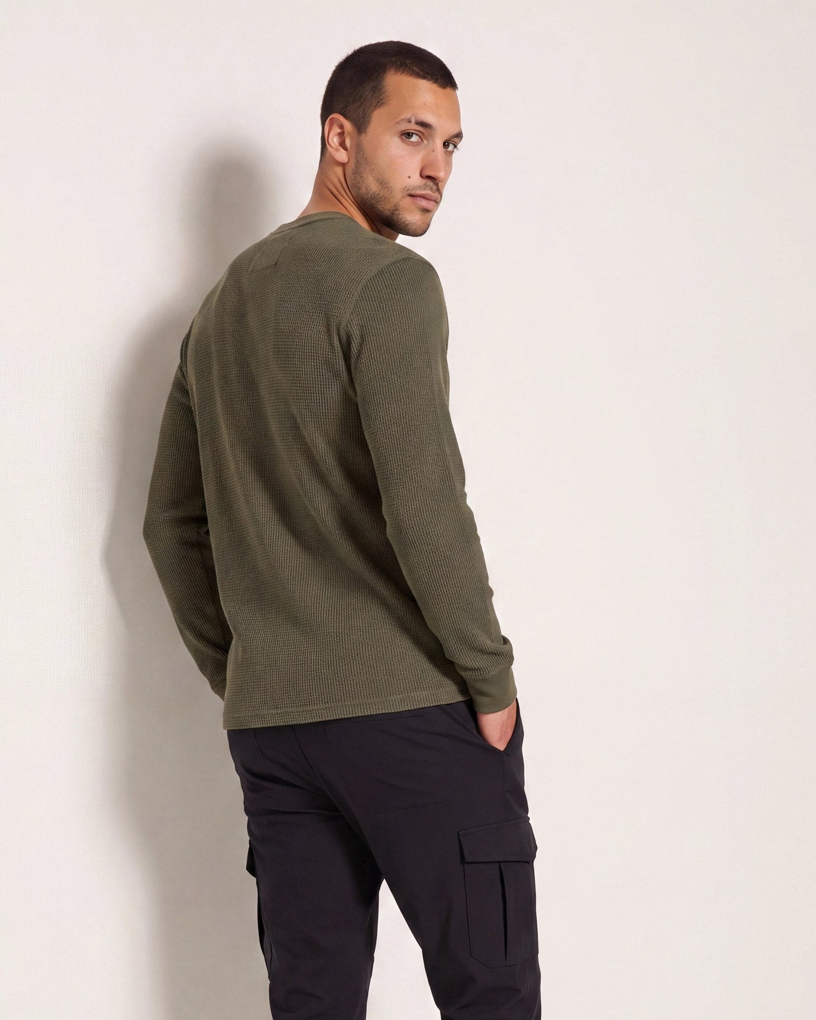 Combat Olive $|& SDOS Waffle Thermal Henley - SOF Back