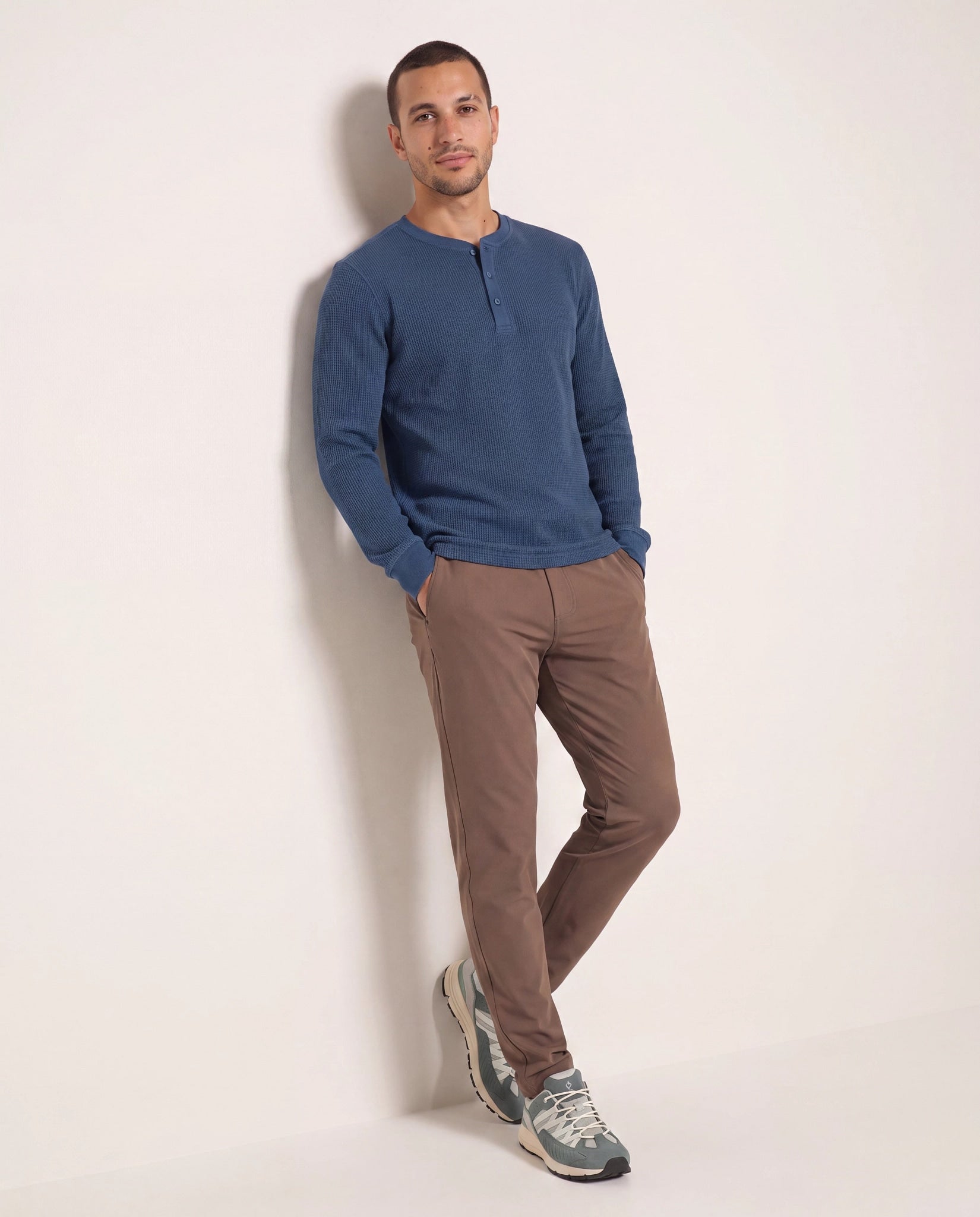 Obsidian Teal $|& SDOS Waffle Thermal Henley - UGC On Fig