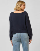 Navy $|& Cozy CO Boatneck Knit Lobster Sweater - Hanger Side