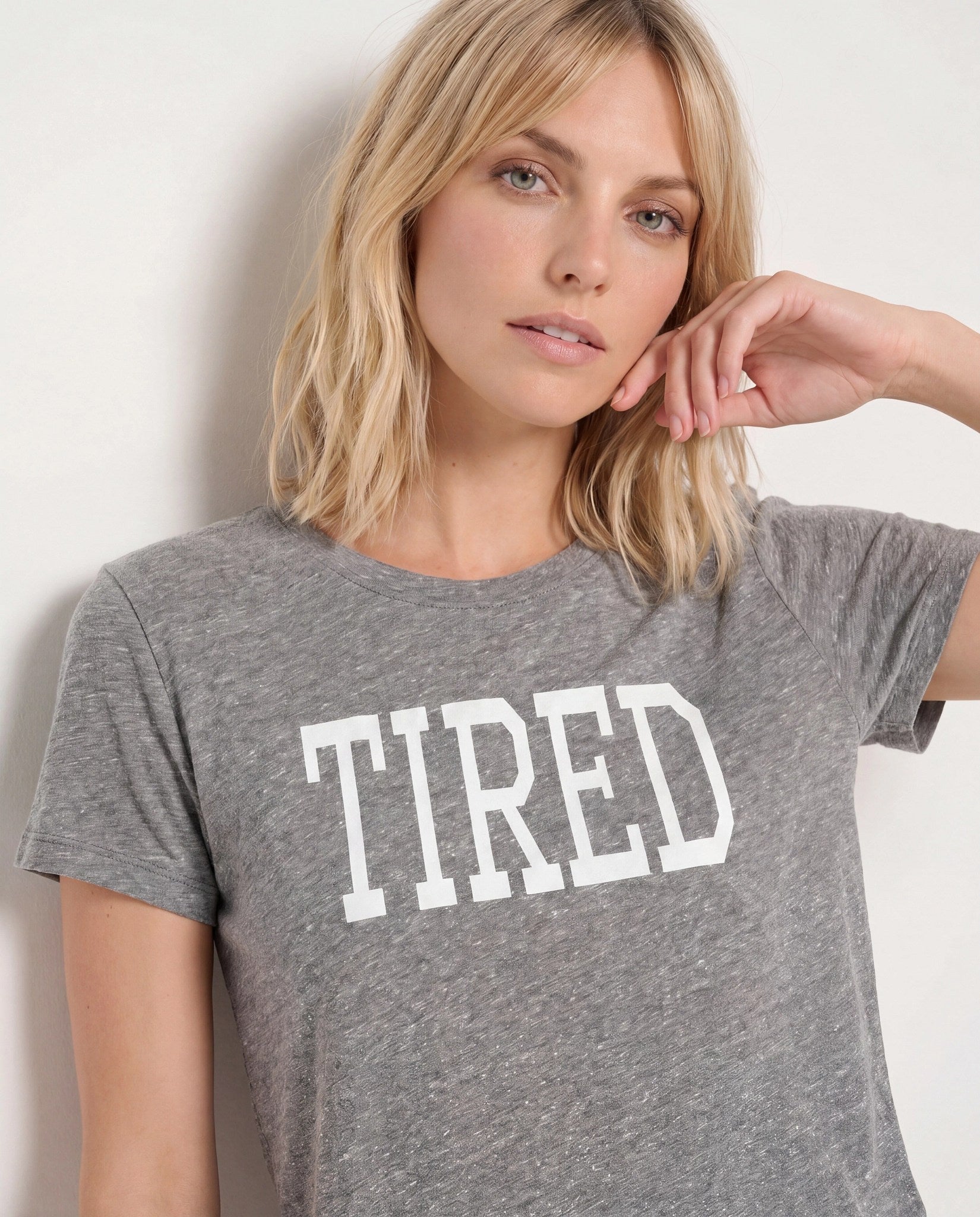 Heather Grey $|& SEAS Tired Graphic Sleep Tee - SOF Full Front