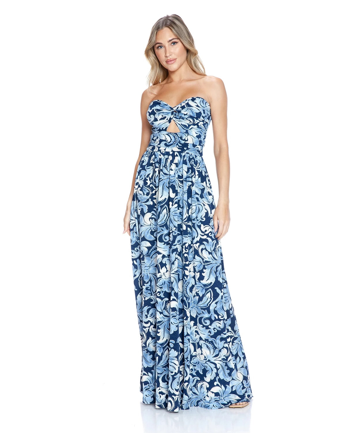 Blue Multi $|& Brooklyn Isles Printed Twist Detail Keyhole Maxi Dress - VOF Detail