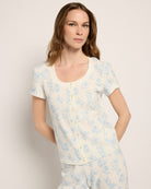 Pool Blue $|& SEAS Snuggle Up Button Front Top - SOF Front