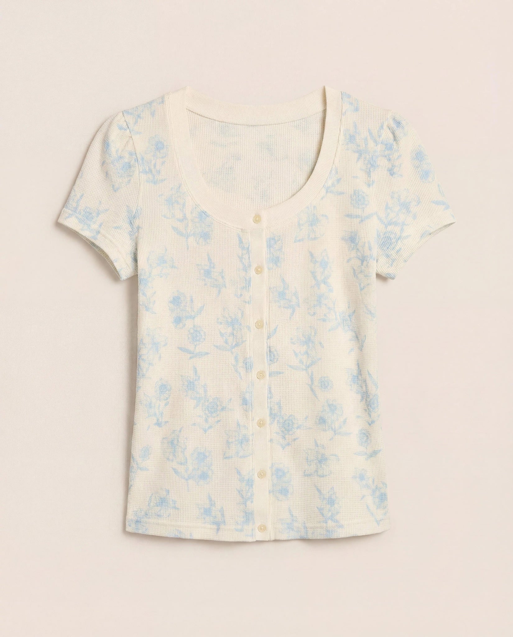 Pool Blue $|& SEAS Snuggle Up Button Front Top - Hanger Detail