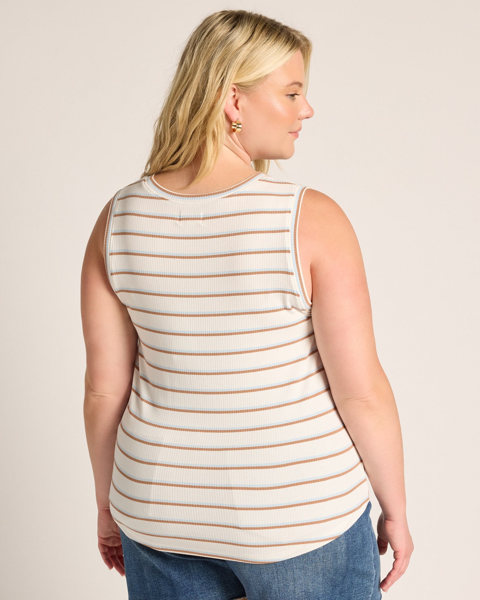 Blue/Brown $|& Thread & Supply Euclid Stripe Tank - SOF Back