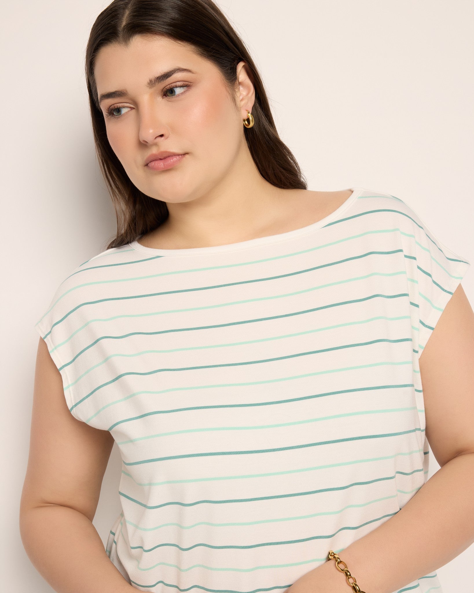 Natural Sea Glass $|& SEAS Brentwood Boat Neck Stripe Top - SOF Full Front