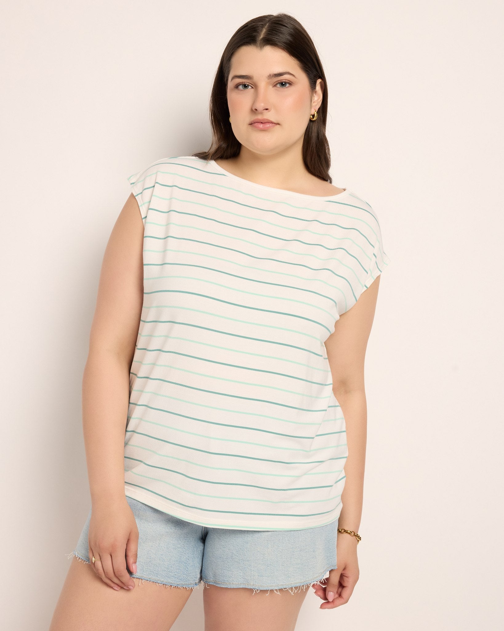 Natural Sea Glass $|& SEAS Brentwood Boat Neck Stripe Top - SOF Front