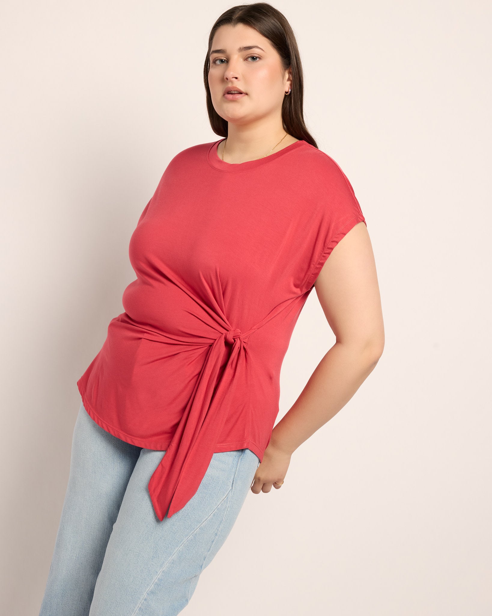 Soft Rose $|& SEAS Tidal Tied Waist Tee - VOF Front