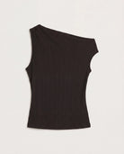 Black $|& SEAS Eden Pleated One Shoulder Top - Hanger Detail