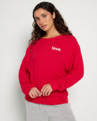 Chili Pepper $|& SEAS Shoreline Hacci "Love" Graphic Pullover - SOF Front