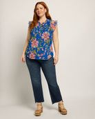 Royal Bouquet $|& Loveappella Ruffle Sleeve Mesh Top - UGC On Fig