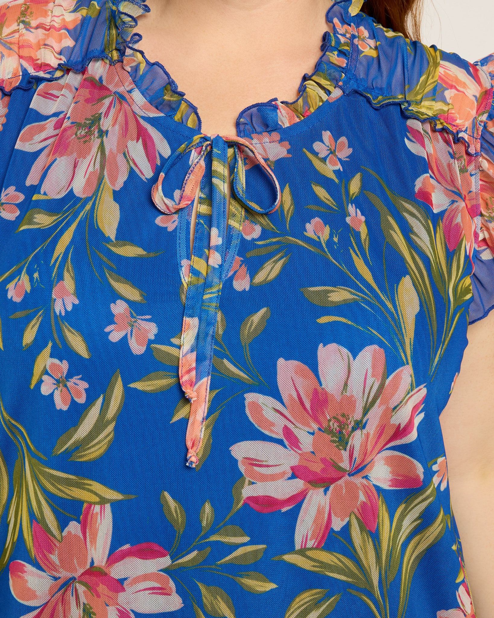 Royal Bouquet $|& Loveappella Ruffle Sleeve Mesh Top - SOF Full Front
