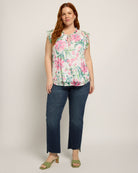 Ivory Bouquet $|& Loveappella Ruffle Sleeve Mesh Top - UGC On Fig