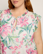 Ivory Bouquet $|& Loveappella Ruffle Sleeve Mesh Top - SOF Full Front