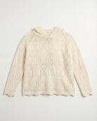 Off White $|& Cozy CO Hooded Crochet Sweater - Hanger Detail