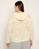 Off White $|& Cozy CO Hooded Crochet Sweater - SOF Back