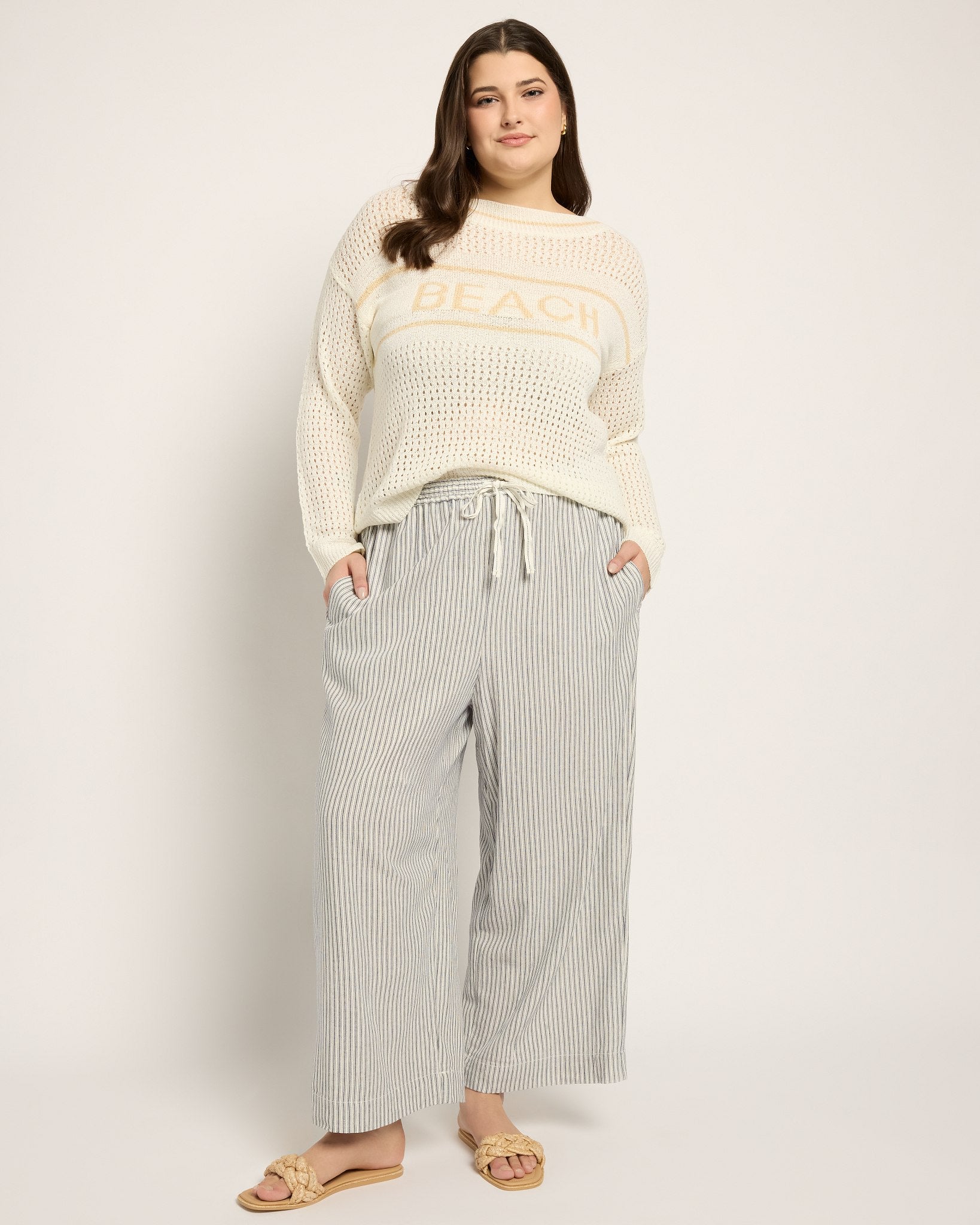 Off White $|& Cozy CO Beach Crochet Sweater - UGC On Fig