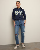 Navy $|& wantable 6-7 Graphic Hoodie - UGC On Fig