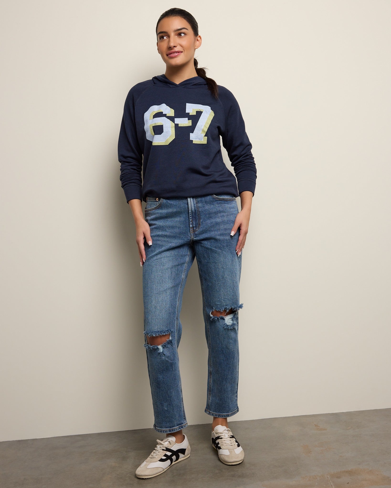 Navy $|& wantable 6-7 Graphic Hoodie - UGC On Fig