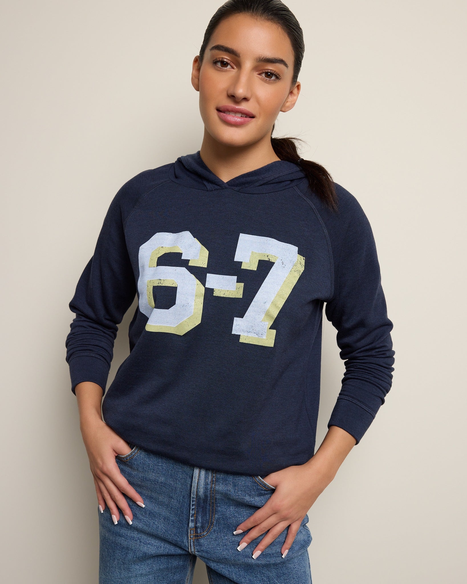 Navy $|& wantable 6-7 Graphic Hoodie - SOF Front