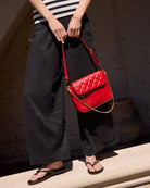 Red $|& mode. Crimson Mode Handbag - SOF Side