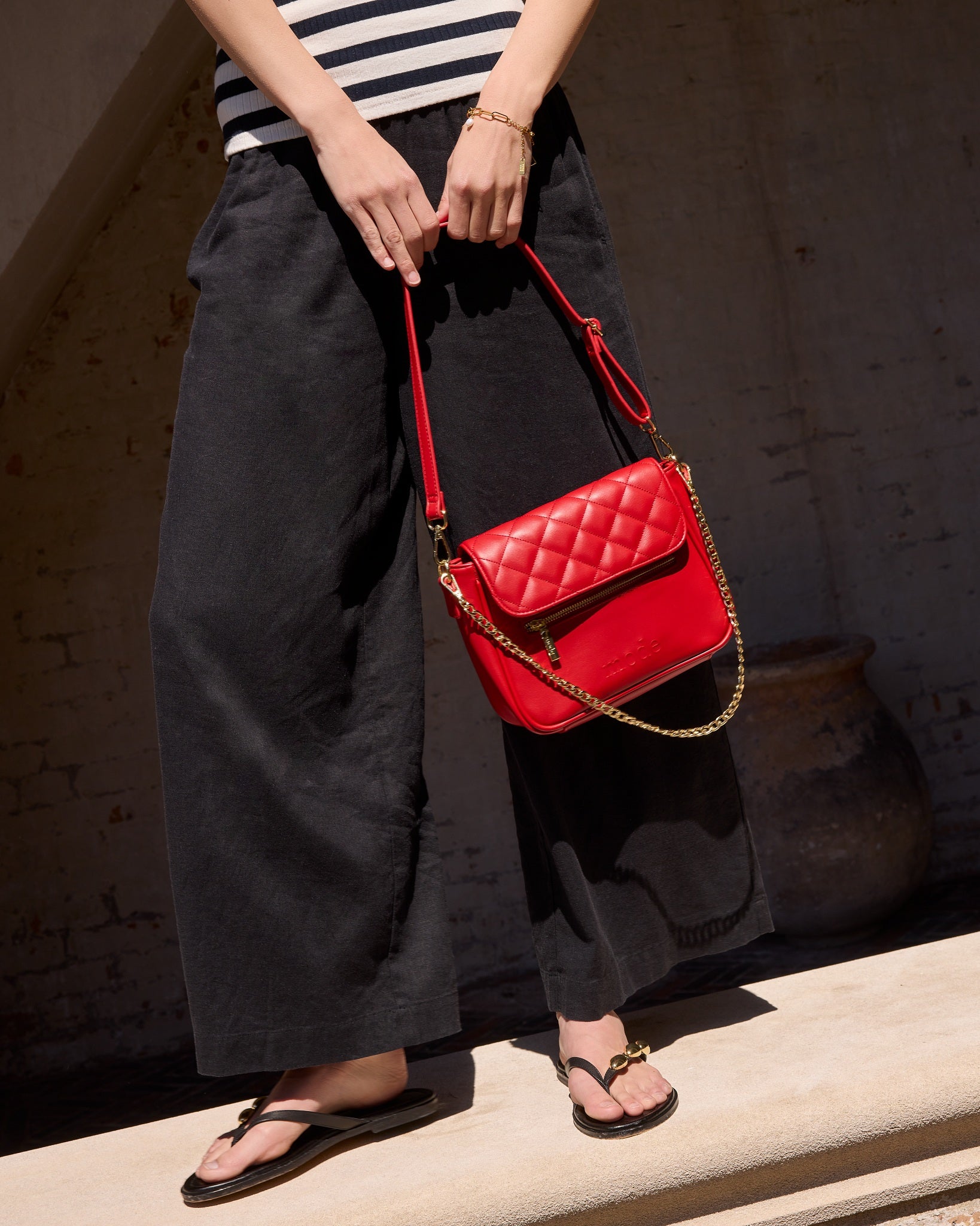 Red $|& mode. Crimson Mode Handbag - SOF Side