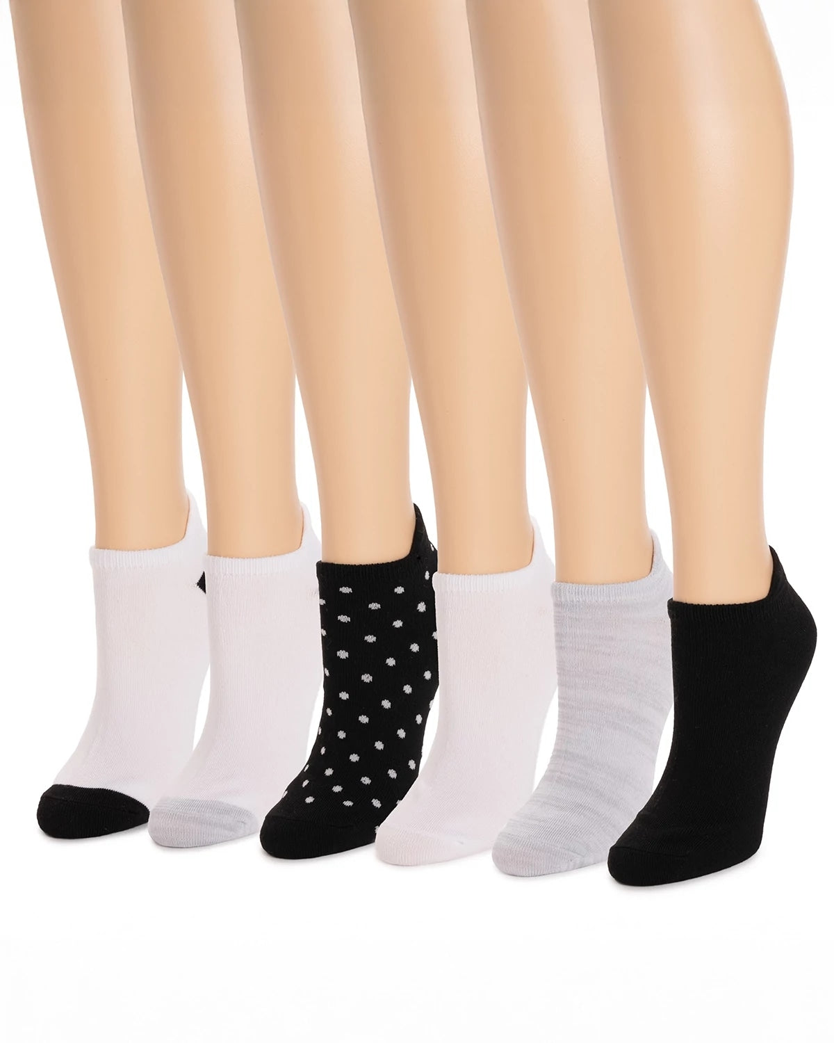 Black/Grey $|& MUK LUKS 6 Pack Sporty Ankle Sock - VOF Detail