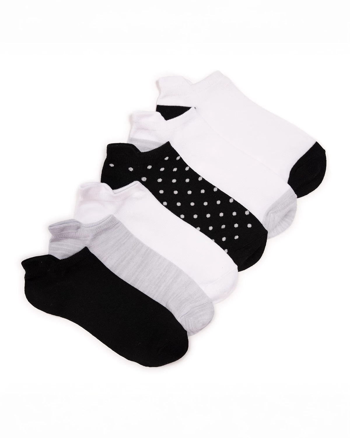 Black/Grey $|& MUK LUKS 6 Pack Sporty Ankle Sock - VOF Detail