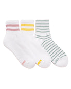 Pink/Yellow/Green Pack $|& MUK LUKS 3PK Cotton Quarter Crew withWide Ribbed Cuff Socks - VOF Detail