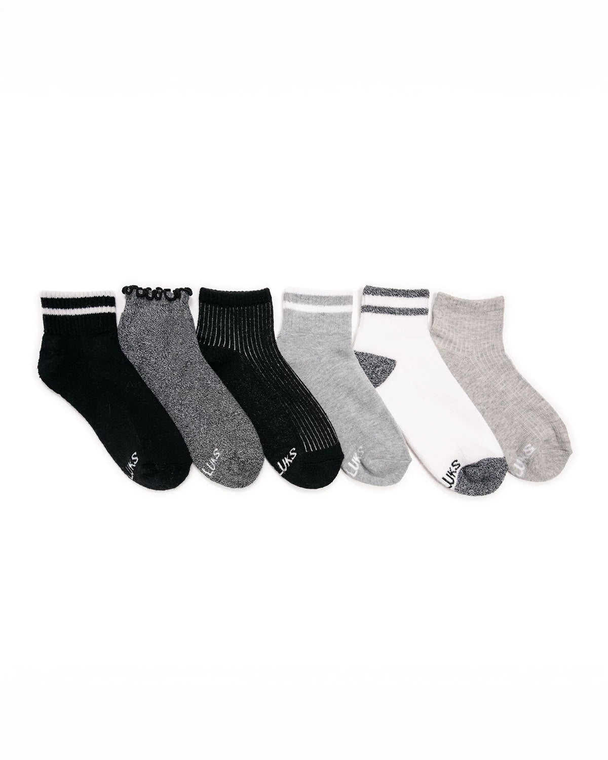 Ebony / Grey / Ghost Pack $|& MUK LUKS 6PK Dream Step Mini Crew - VOF Detail