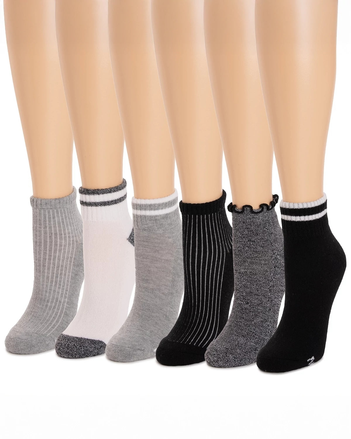 Ebony / Grey / Ghost Pack $|& MUK LUKS 6PK Dream Step Mini Crew - VOF Detail