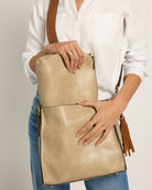 Warm Grey / Brown $|& Jen & Co. Lyla Two Piece Tote - SOF Full Front