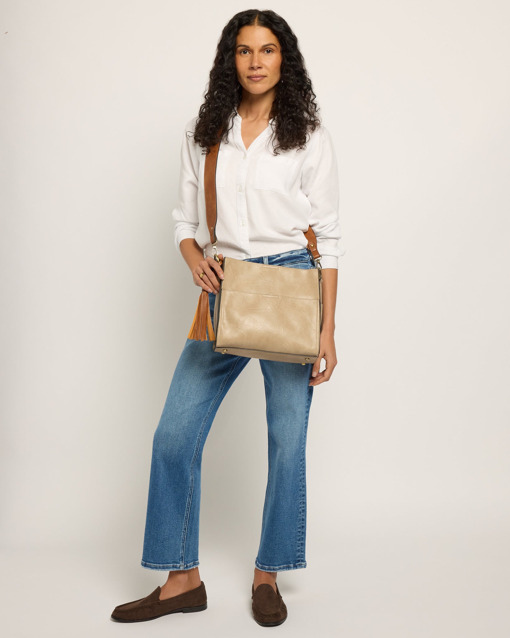 Warm Grey / Brown $|& Jen & Co. Lyla Two Piece Tote - SOF Front