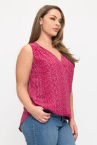 Cherry Geo Print $|& West Kei Sleeveless Woven/Knit Wrap Top - Hanger Front