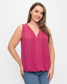 Cherry Geo Print $|& West Kei Sleeveless Woven/Knit Wrap Top - VOF Detail
