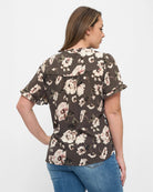 Olive Floral $|& West Kei Floral Woven Ruffle Sleeve Blouse - Hanger Side