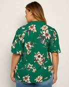 Green Floral $|& West Kei Floral Woven Puff Sleeve Collared Top - SOF Back