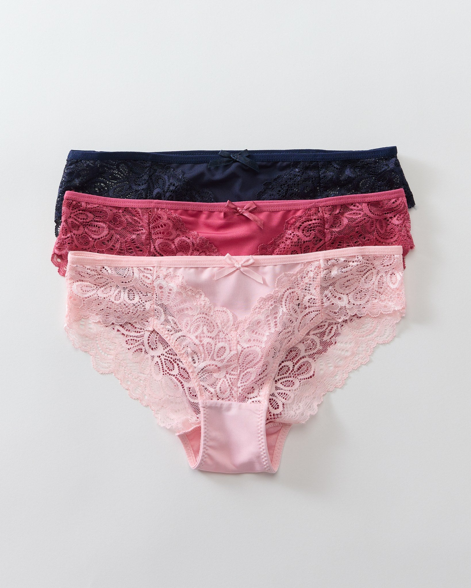 Peach/Raspberry/Navy Blue $|& Be Wicked Tracy Brief 3 Pack