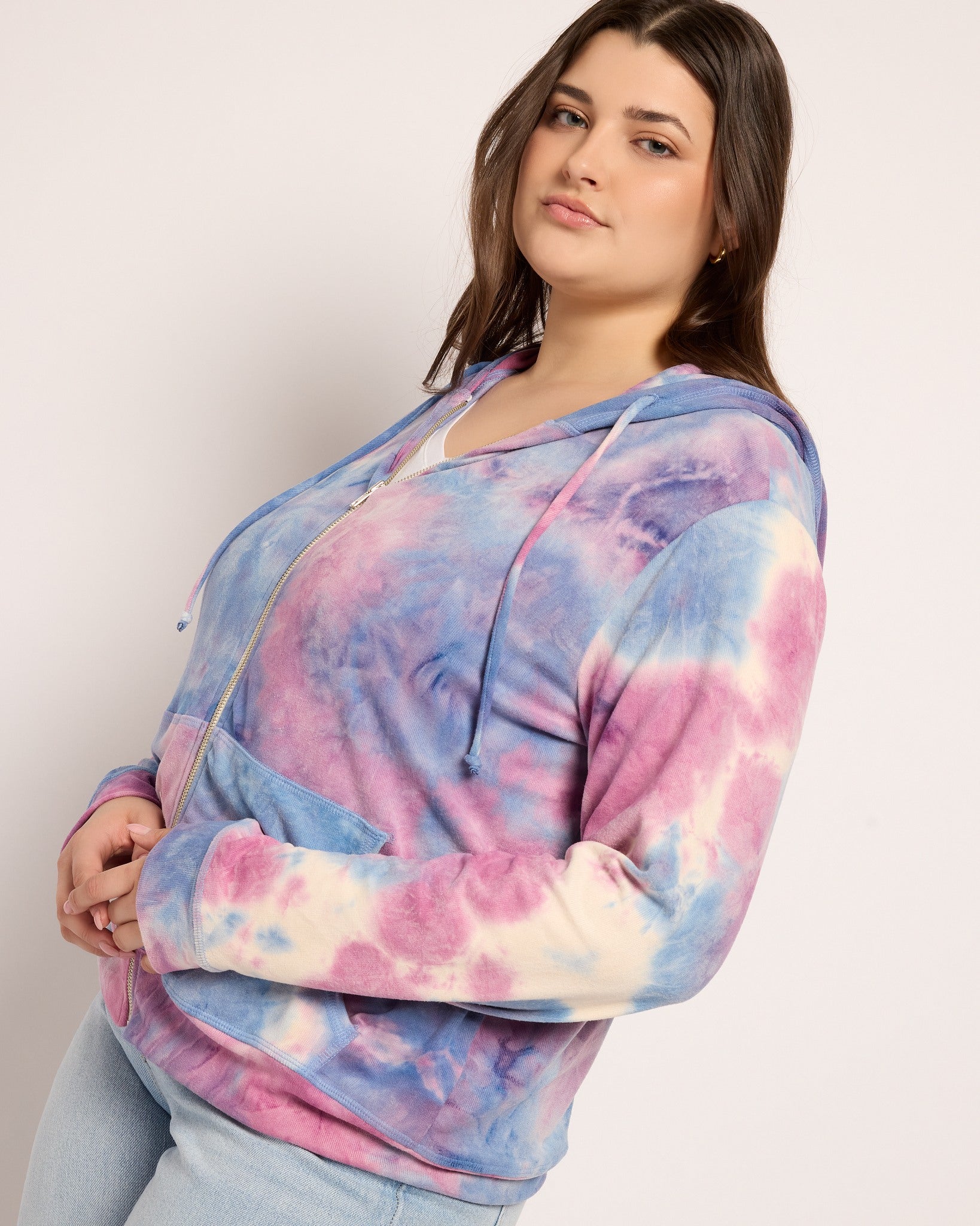 Plus Size Tie-Dye Hoodie - Soft Knit Full Zip – Wantable