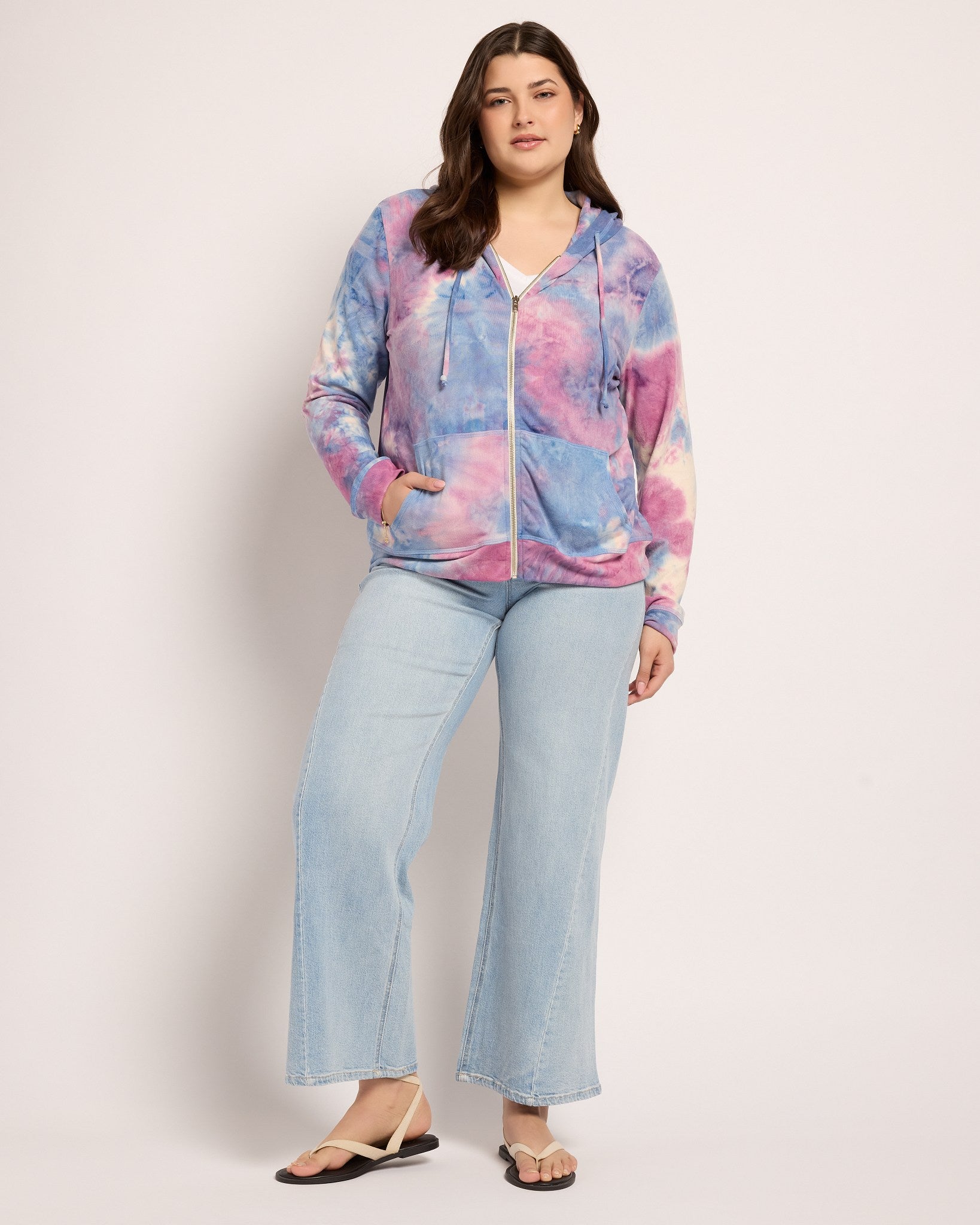Plus Size Tie-Dye Hoodie - Soft Knit Full Zip – Wantable