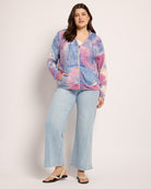 Ivory Navy Purple Tie Dye $|& SEAS Tie Dye Sweater Knit Full Zip Hoodie - UGC On Fig