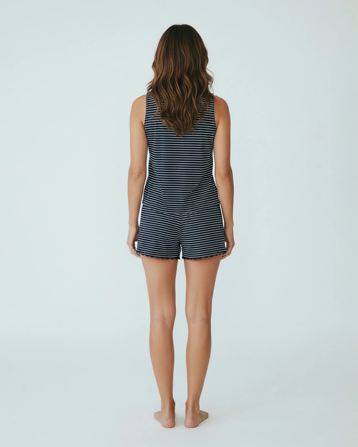 Navy/White Stripe $|& Astrologie Hacci Stripe Sleeveless Tank - Hanger Side