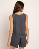 Navy/White Stripe $|& Astrologie Hacci Stripe Sleeveless Tank - SOF Back