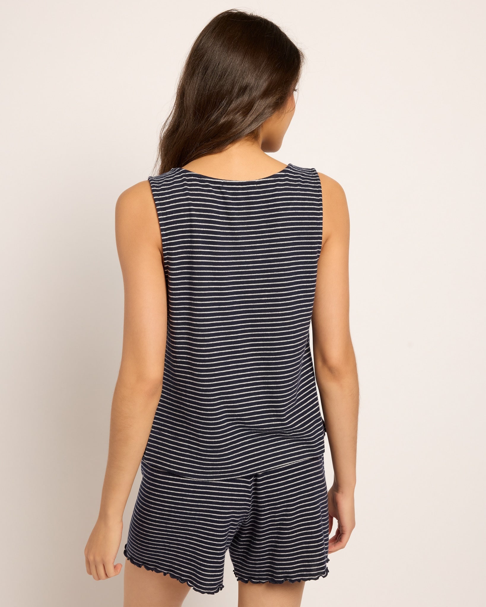Navy/White Stripe $|& Astrologie Hacci Stripe Sleeveless Tank - SOF Back